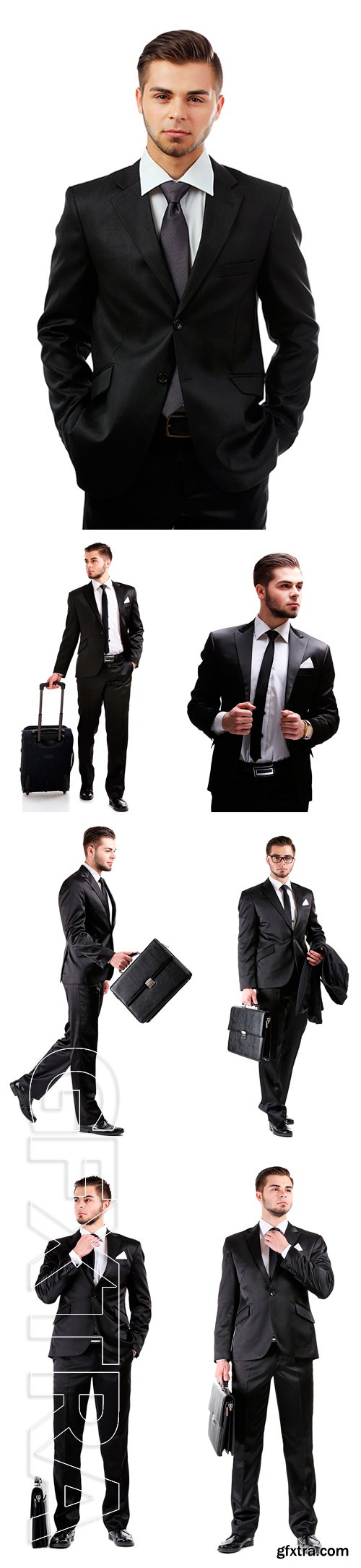 Stock Photos - Elegant man in suit with briefcase isolated on white