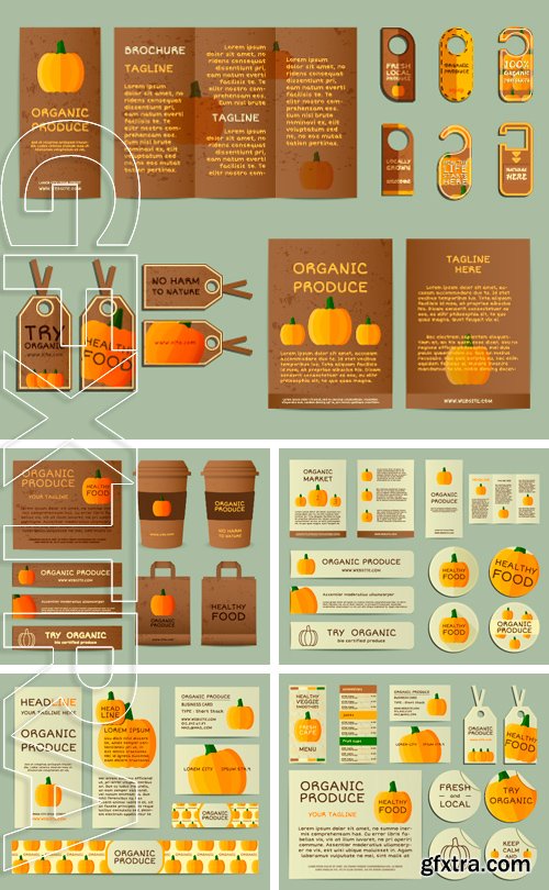 Stock Vectors - Natural business corporate identity design with pumpkin. Branding your organic company. Vector