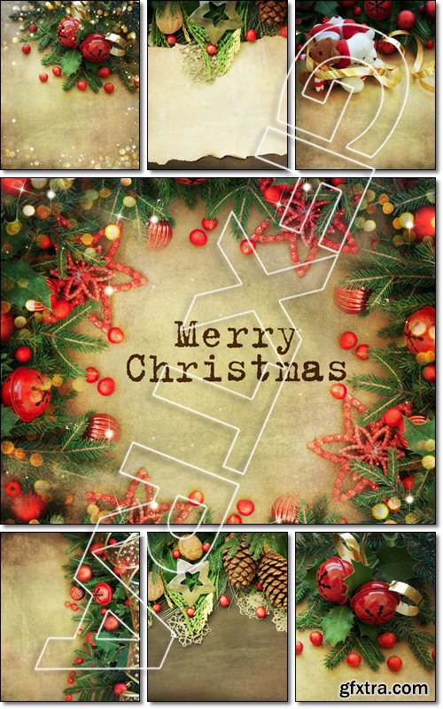 Christmas Retro Card border design - Stock photo