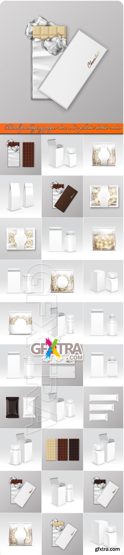 Blank packaging paper box and plastic bottle vector