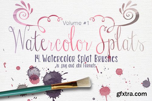 CreativeMarket Watercolor Splats Brushes Vol. #1