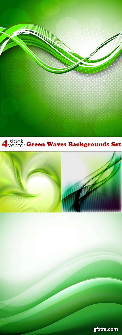 Vectors - Green Waves Backgrounds Set