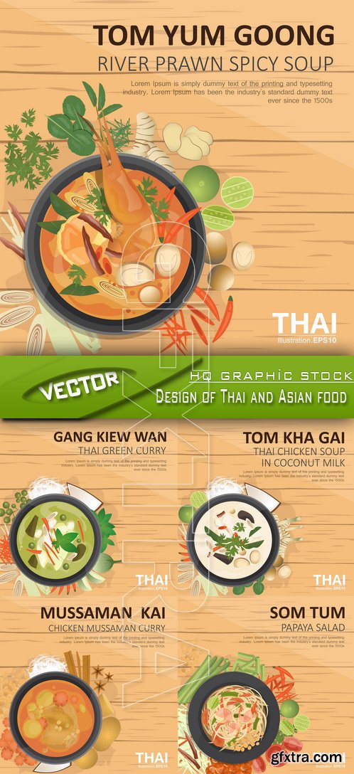 Stock Vector - Design of Thai and Asian food