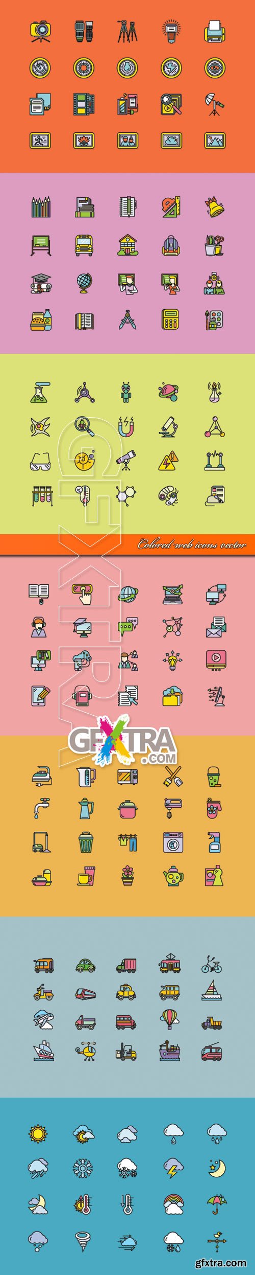 Colored web icons vector