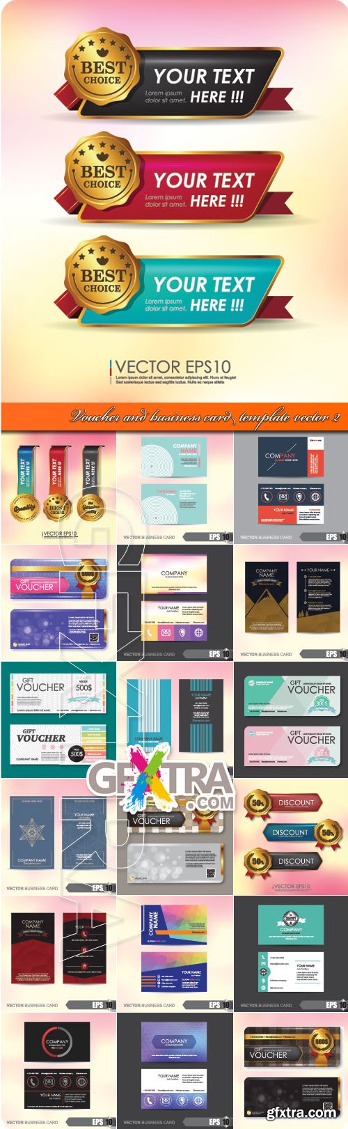 Voucher and business card template vector 2
