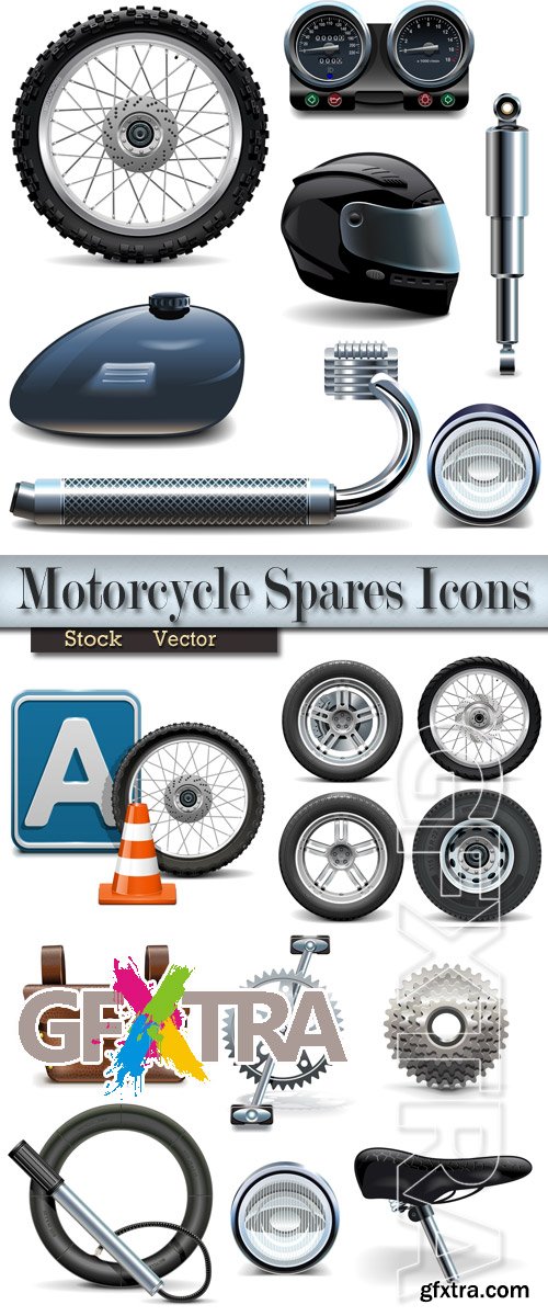 Icons in Vector - Spare parts on motorcycle