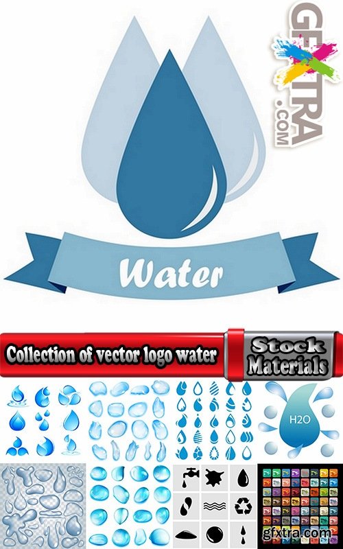 Collection of vector logo water drop picture business icon poster 25 EPS