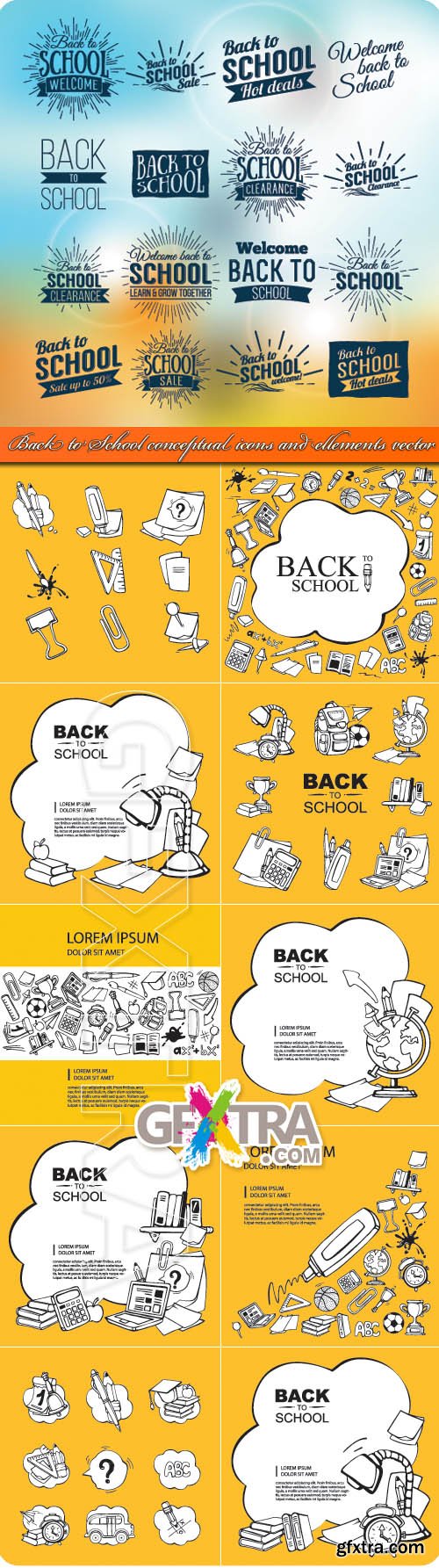 Back to School conceptual icons and elements vector
