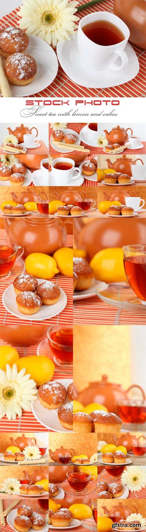 Sweet tea with lemon and cakes