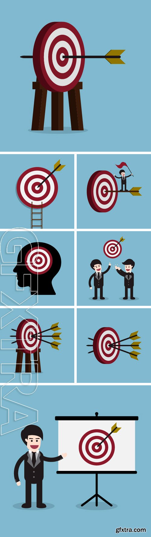 Stock Vectors - Target with arrow and businessman team, goal achieve concept. vector illustration