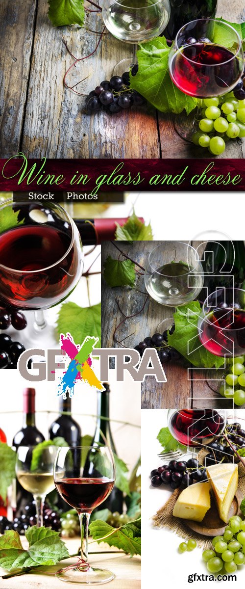 Wine in glass and cheese - Stock photo