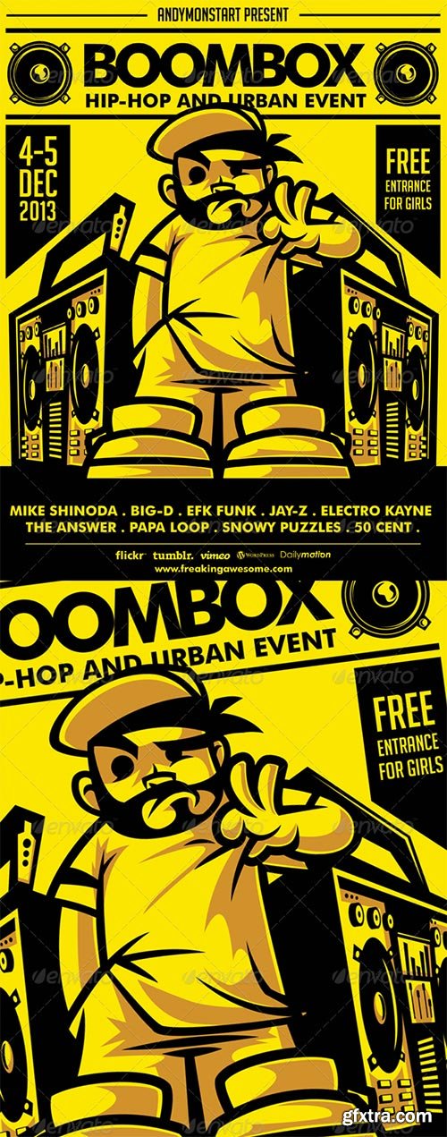 GraphicRiver - Boombox Hip-Hop and Urban Flyer