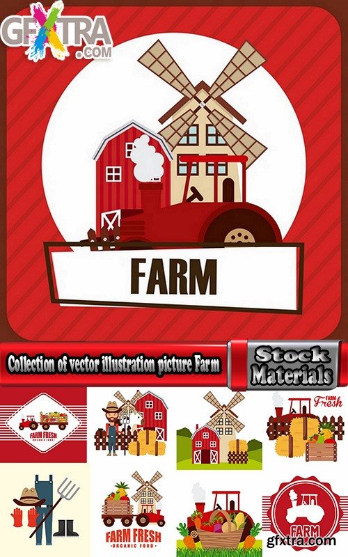 Collection of vector illustration picture Farm for a children\'s book 25 EPS
