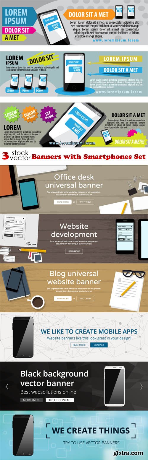 Vectors - Banners with Smartphones Set