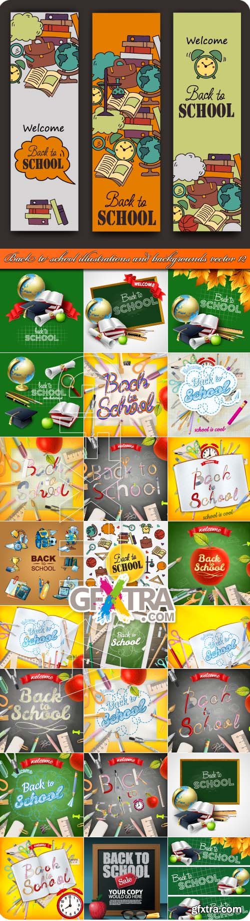 Back to school illustrations and backgrounds vector 12