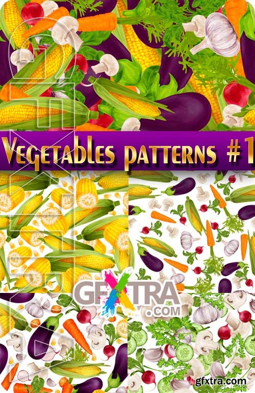 Vegetables. Patterns #1 - Stock Vector