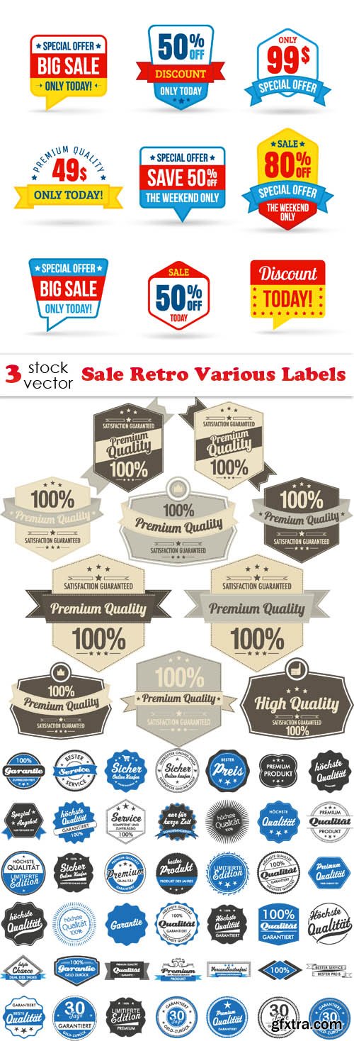 Vectors - Sale Retro Various Labels