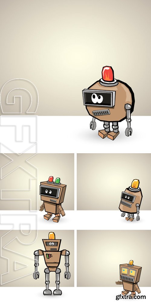Stock Vectors - Brown Cartoon 3d Robot
