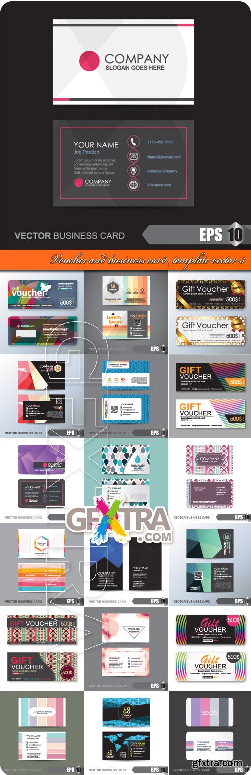 Voucher and business card template vector 3