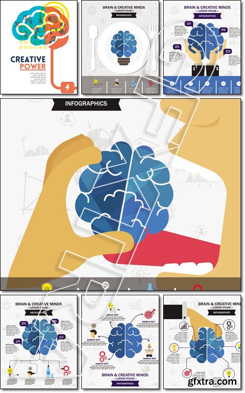 Brain and Creative minds Concept , infographics - Vector