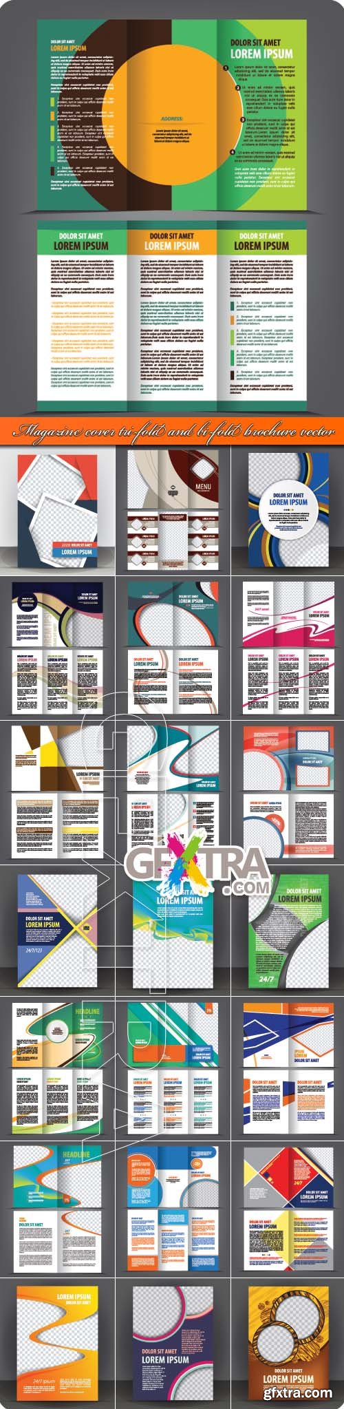 Magazine cover tri-fold and bi-fold brochure vector