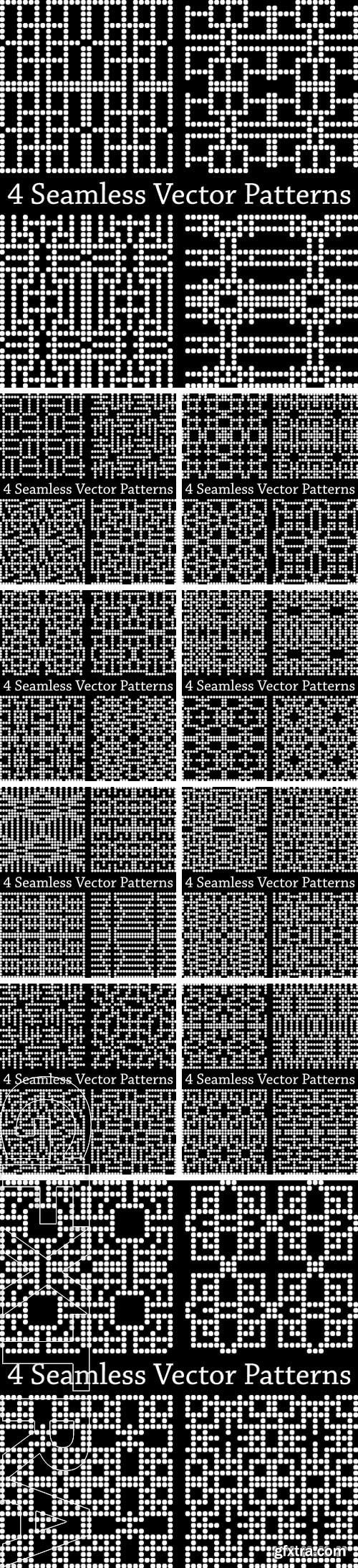 Stock Vectors - Four black and white square seamless patterns set, vector illustration