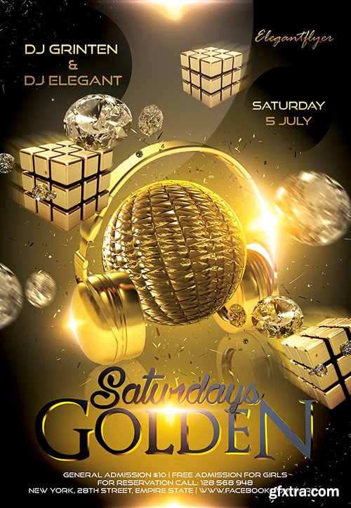 Golden Saturdays Flyer PSD Template + Facebook Cover
