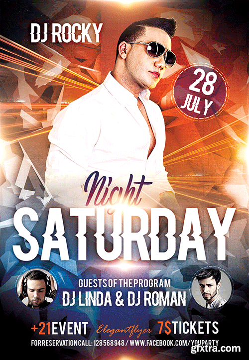 Saturday Night Flyer PSD Template + Facebook Cover