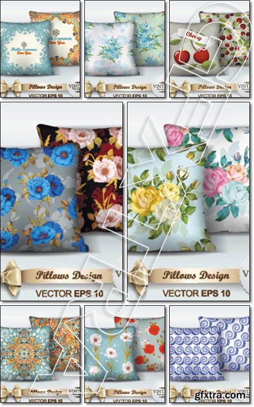 Decorative Pillows design template. Set of two decorative pillows for interior design - Vector