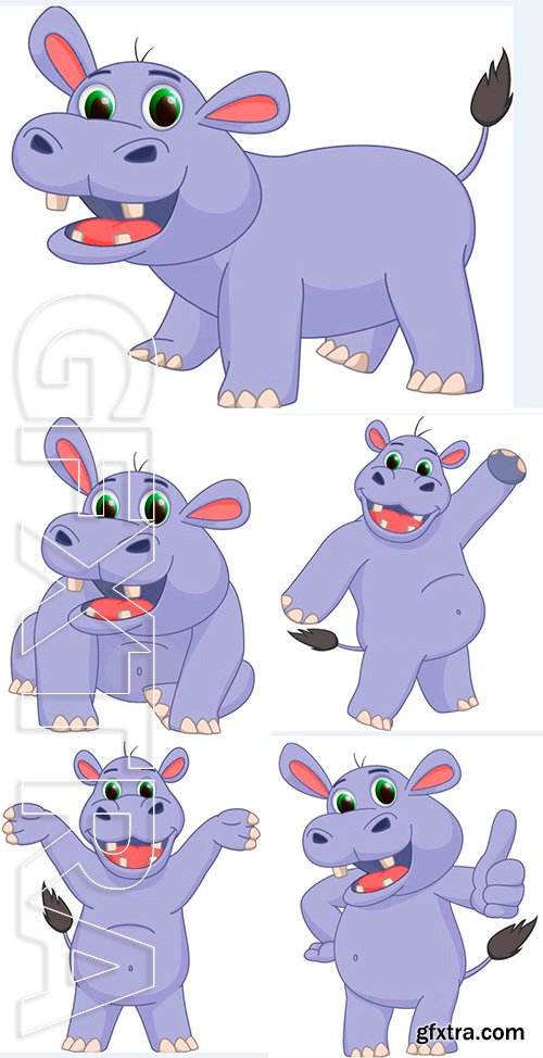 Stock Vectors - Cute hippo cartoon