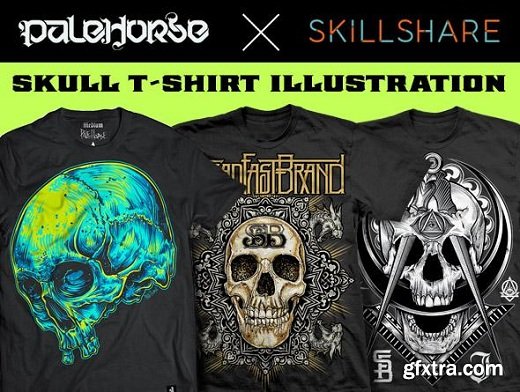 Illustrate A Screen-Printed Skull T-shirt From Photo Reference