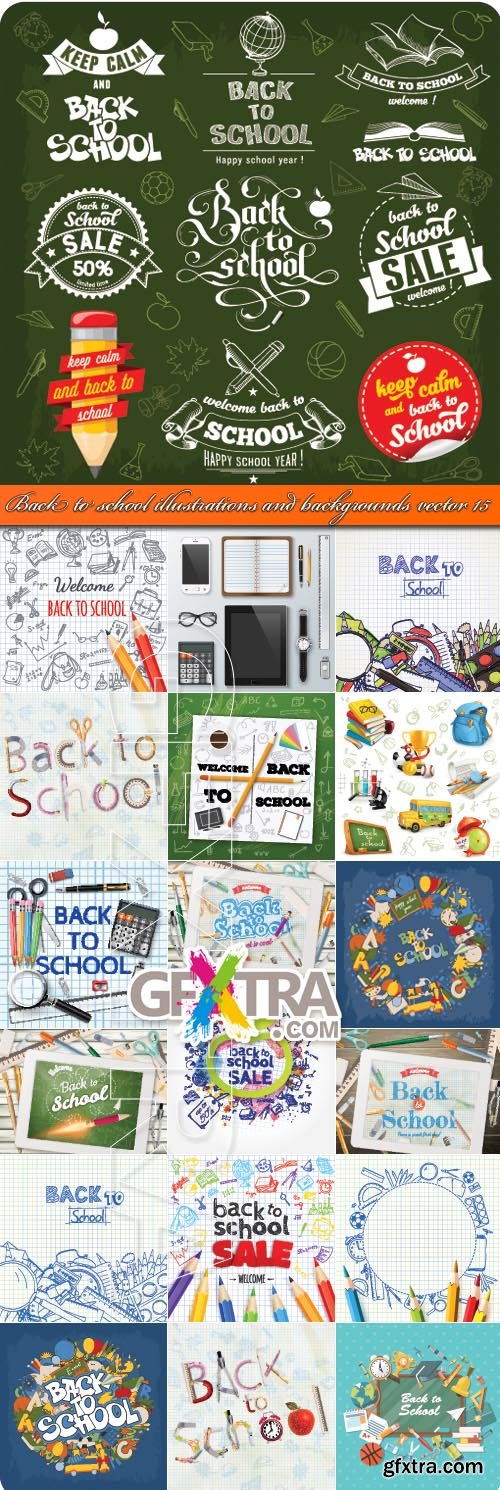 Back to school illustrations and backgrounds vector 15