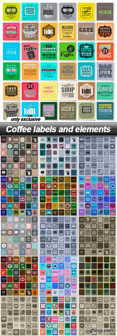 Coffee labels and elements - 16 EPS