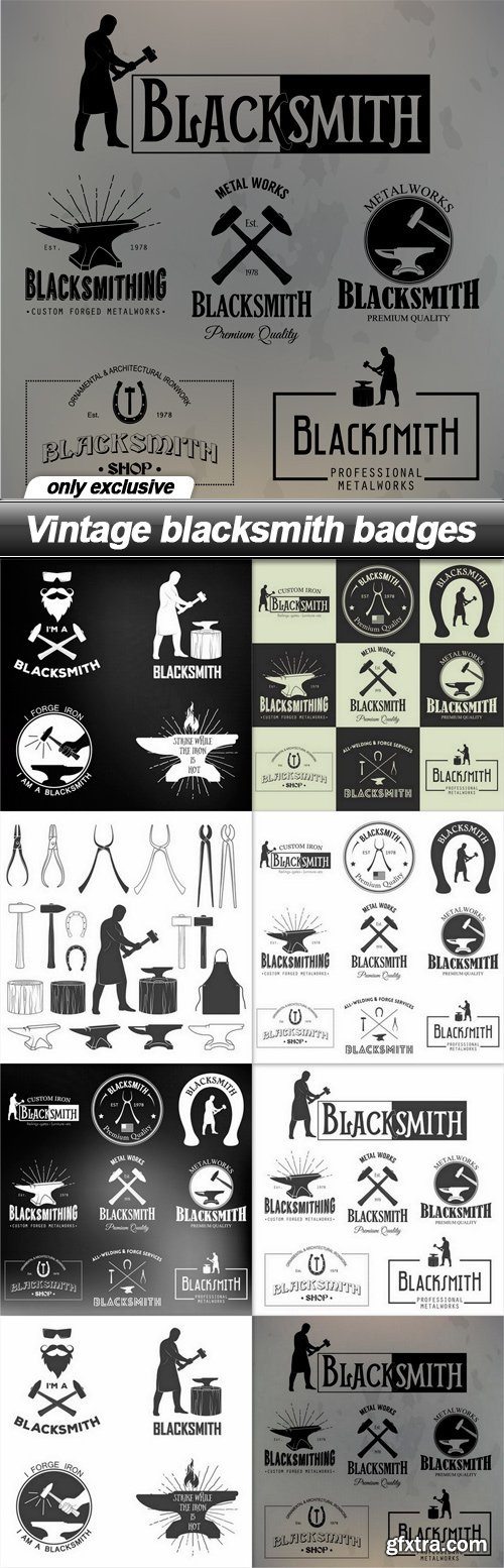 Vintage blacksmith badges - 8 EPS