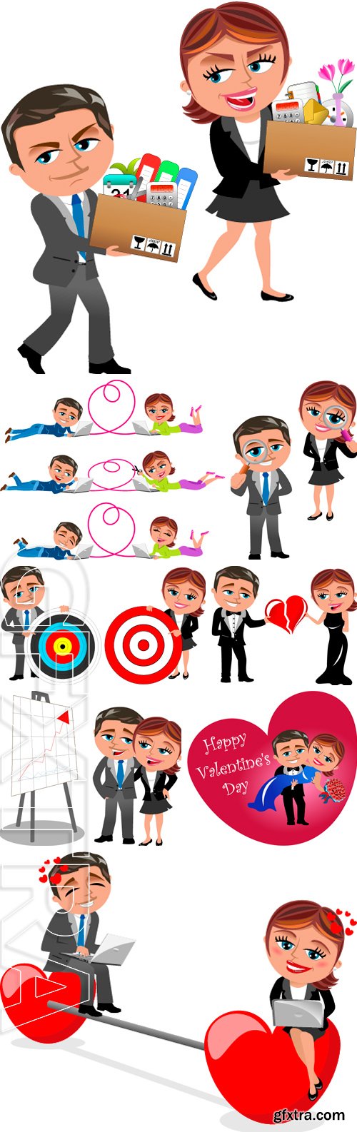 Stock Vectors - Businesswoman and businessman holding target isolated