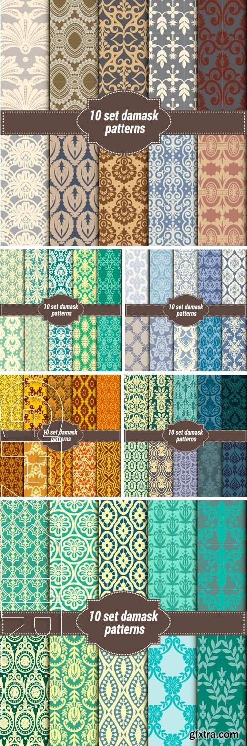Stock Vectors - Collection of floral patterns for making damask wallpapers, vintage styles, pattern swatches