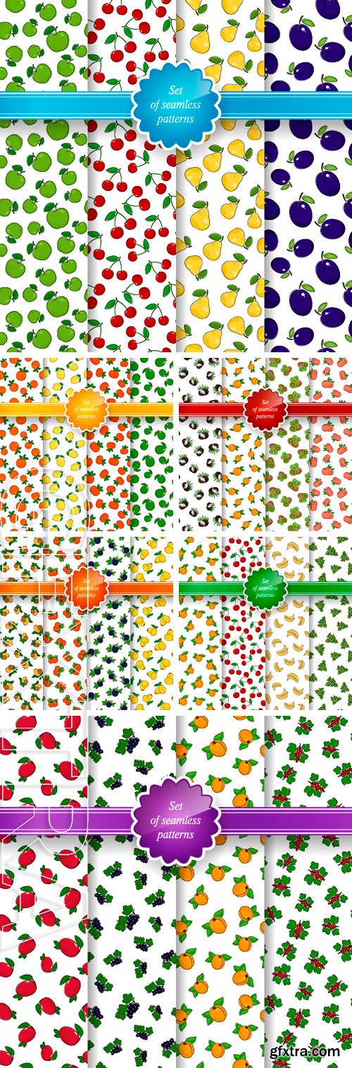 Stock Vectors - Set of Seamless Pattern of Fruit, Fruit Background
