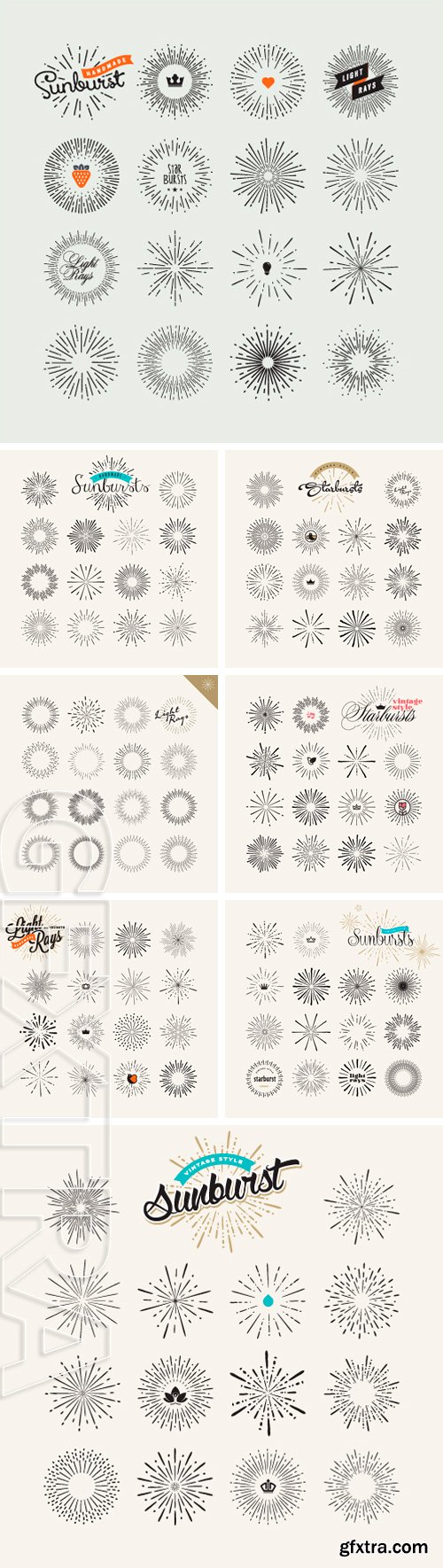 Stock Vectors - Set of vintage style elements for graphic and web design. Light rays handmade vector elements