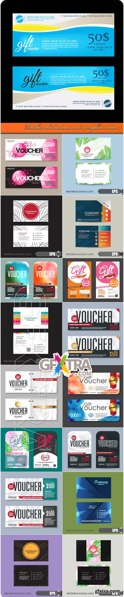 Voucher and business card template vector 4