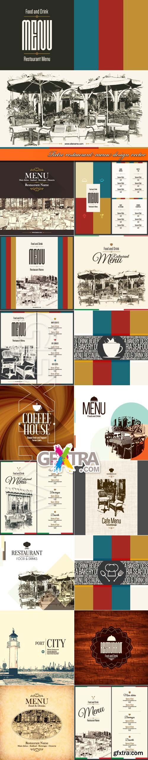 Retro restaurant menu design vector