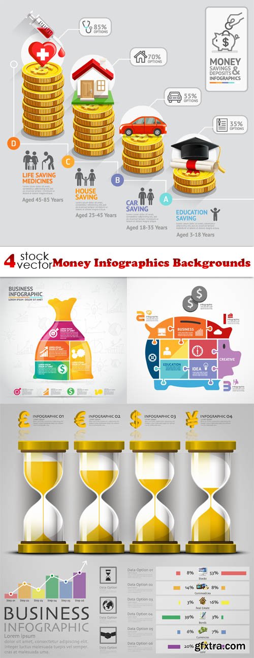 Vectors - Money Infographics Backgrounds