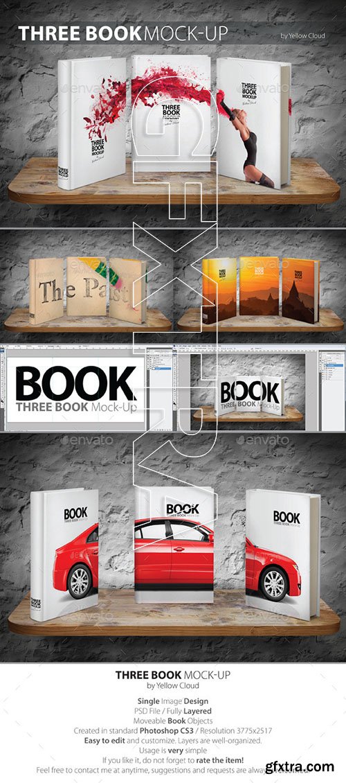 GraphicRiver - Three Book Mock-Up 9115215