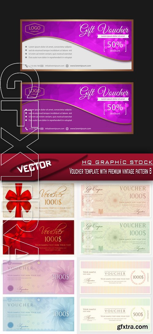 Stock Vector - Voucher template with premium vintage pattern 8