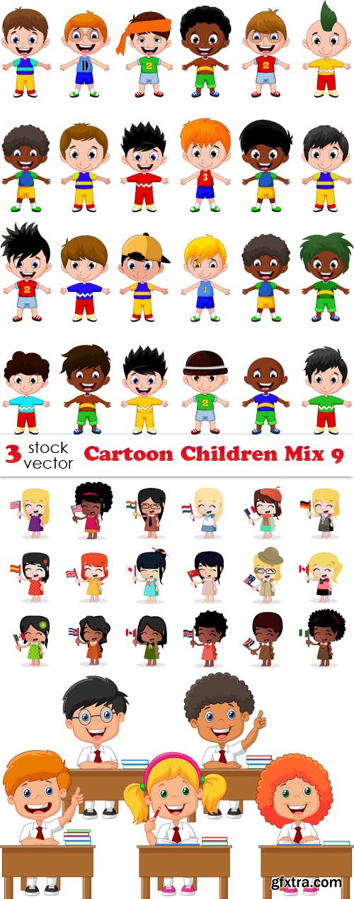 Vectors - Cartoon Children Mix 9