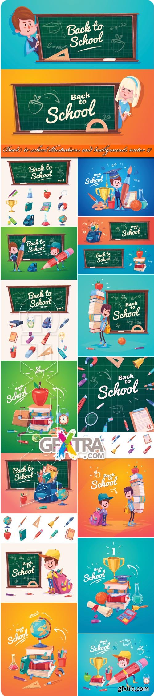 Back to school illustrations and backgrounds vector 17