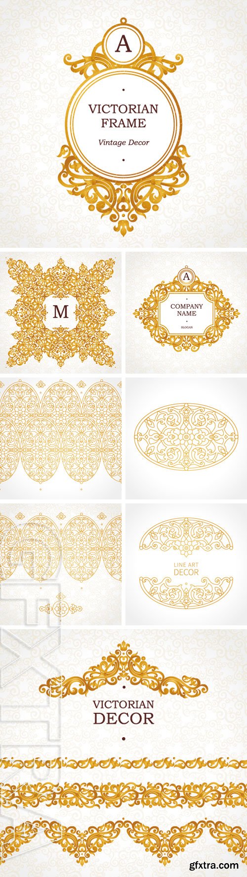 Stock Vectors - Vector ornate seamless borders in Victorian style. Element for design, place for text. Traditional golden decor