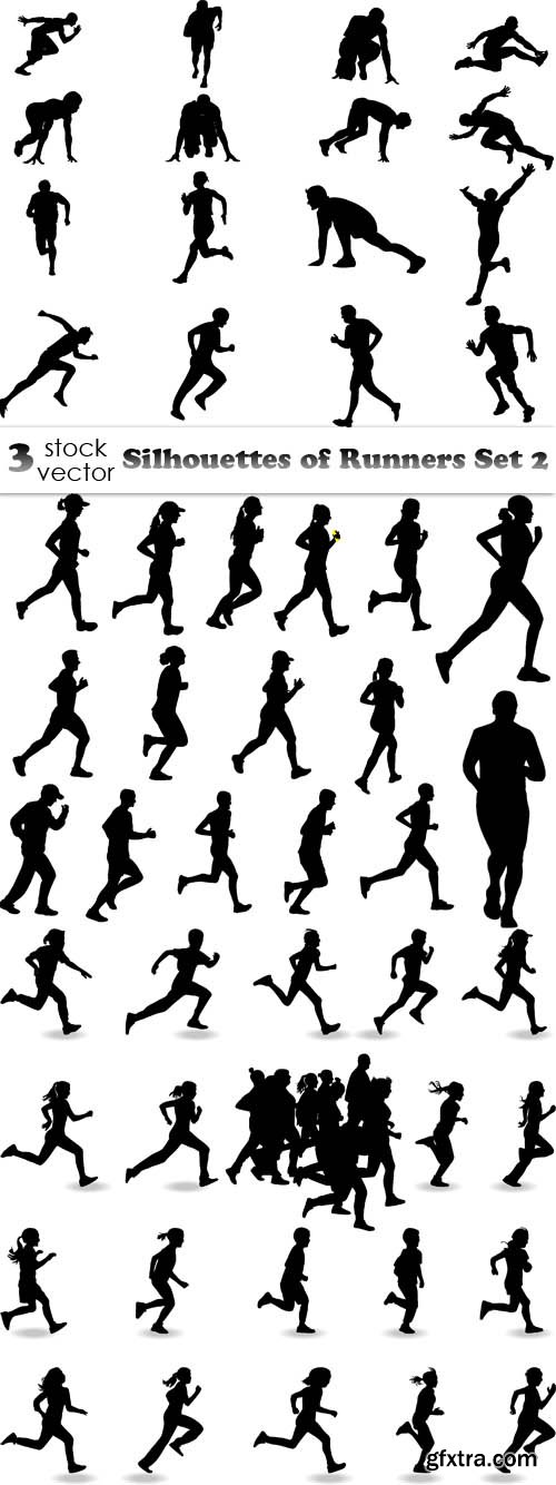 Vectors - Silhouettes of Runners Set 2