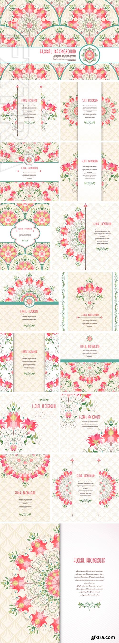 Stock Vectors - Vector card with floral pattern and ribbon. Delicate ornament . Place for your text