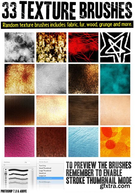 33 Textures Brushes for Photoshop