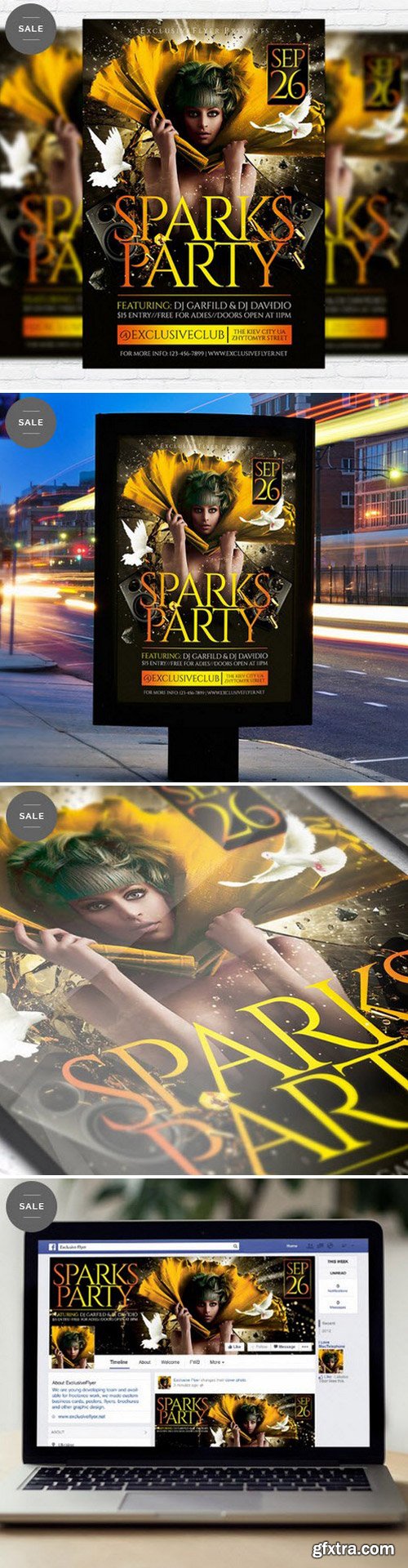 Sparks Party – Flyer Template + Facebook Cover